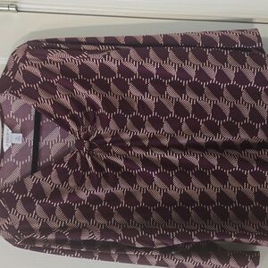 LIZ CLAIBORNE BRAND WOMEN'S PLUS SIZE WINE DOTS PULLOVER TUNIC TOP SIZE 1X
